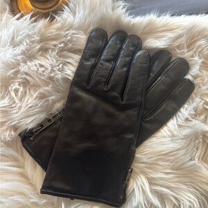 All Saints Black Leather Women's Gloves